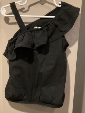 Old Navy Black One-Shoulder Ruffle Knit Top